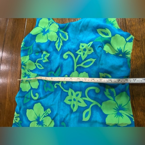 Big Hed Vintage Blue And Green Hawaiian Dress Size Large B22 - Picture 3 of 4